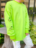 DAMAGE CUT LOOSE LONG T-SHIRT:ダメージカットルーズロングTシャツ