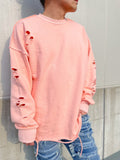 DAMAGE CUT LOOSE LONG T-SHIRT:ダメージカットルーズロングTシャツ