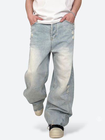 DEEP FADE BLAST EDGE BAGGY DENIM:ディープ フェード ブラスト エッジ バギー デニム