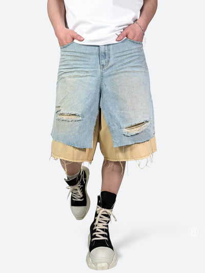 URBAN PEEL BLEEDOUT SHORT DENIM:アーバン ピール ブリードアウト ショート デニム