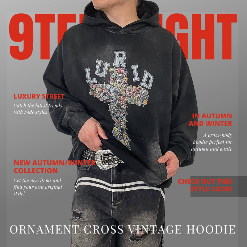 アーティスティックパーカー「ORNAMENT CROSS VINTAGE HOODIE」で、ストリートに新たな自分を刻みこめ！