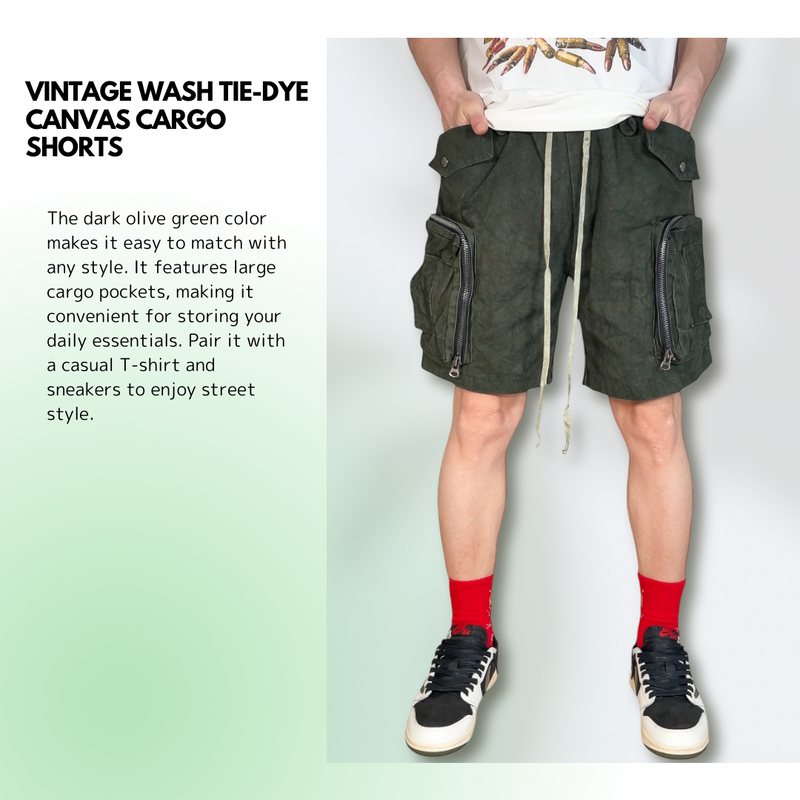 ストリートスタイルを格上げする『VINTAGE WASH TIE-DYE CANVAS CARGO SHORTS』