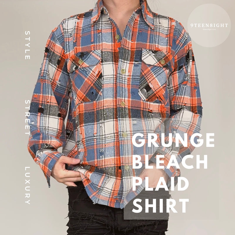 ストリートスタイルに差をつける！「Grunge Bleach Plaid Shirt」