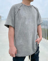 VINTAGE WASH DAMAGED RAGLAN T-SHIRT: Vintage wash damaged raglan T-shirt