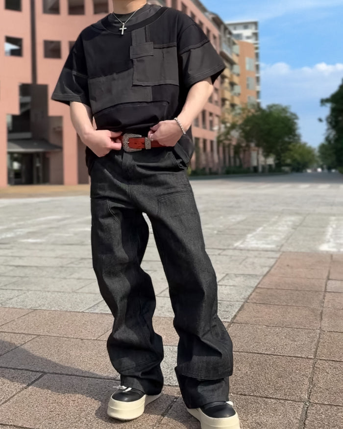 BLACK GLAZE COATED BAGGY PANTS：ブラック グレイズ コーテッド バギー パンツ