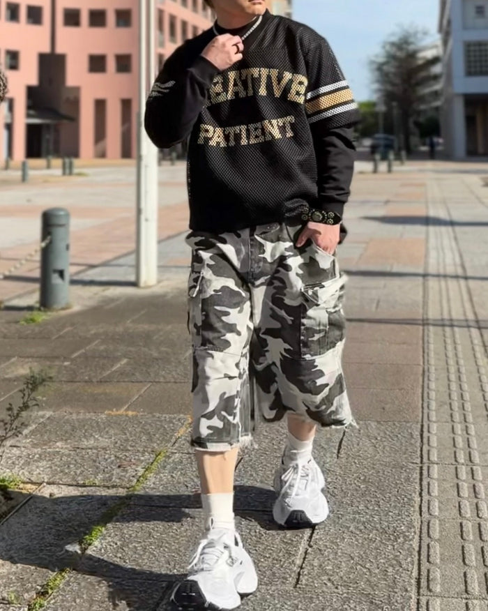 SHADOW VEIL DRAPE CAMO CARGO SHORTS：シャドウ ヴェール ドレープ カモ カーゴ ショーツ