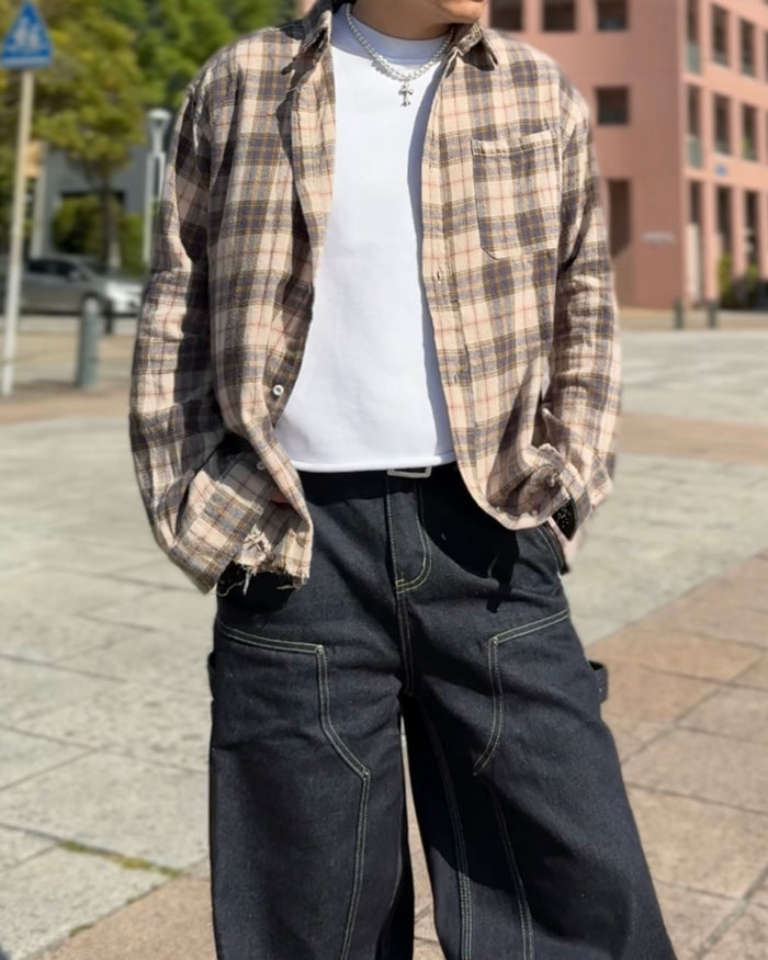 FRAY EDGE PLAID VINTAGE SHIRT：フレイ エッジ プレイド ヴィンテージ シャツ