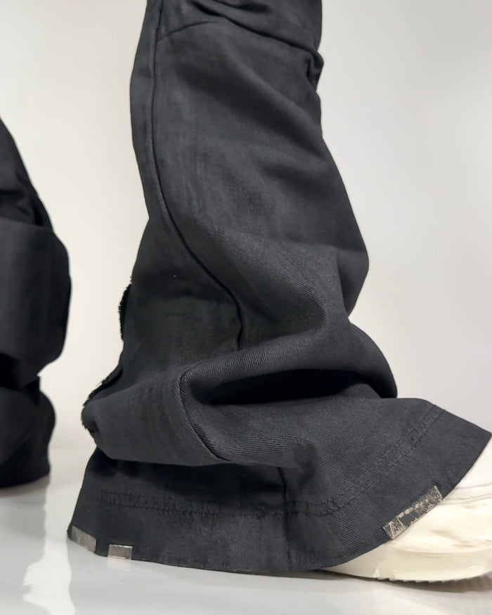 SHADOW GLOSS CRACKLE FLARE PANTS：シャドウ グロス クラックル フレア パンツ