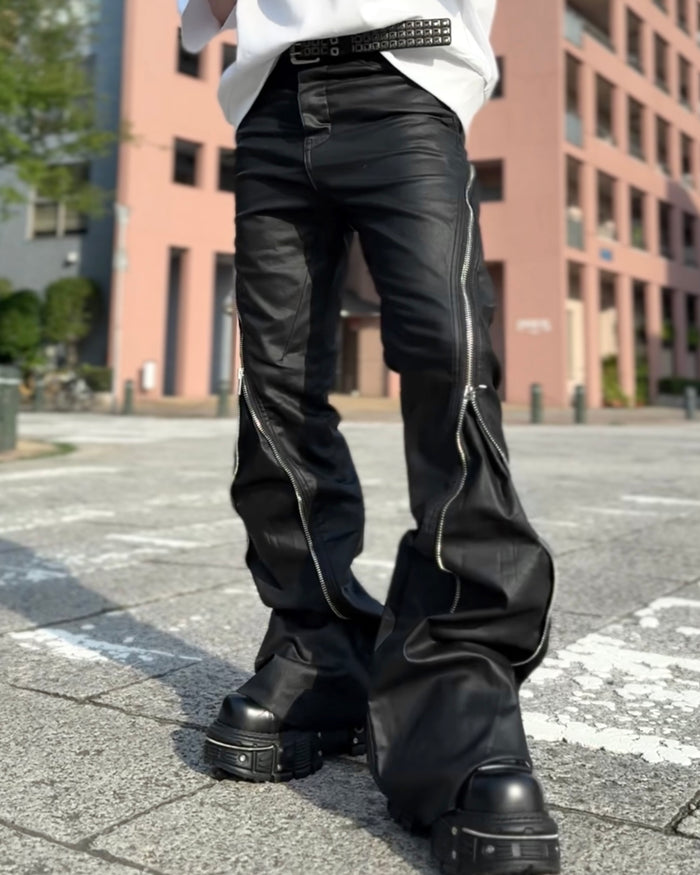 SHADOW GLOSS BLADEZIP FLARE PANTS：シャドウ グロス ブレードジップ フレア パンツ