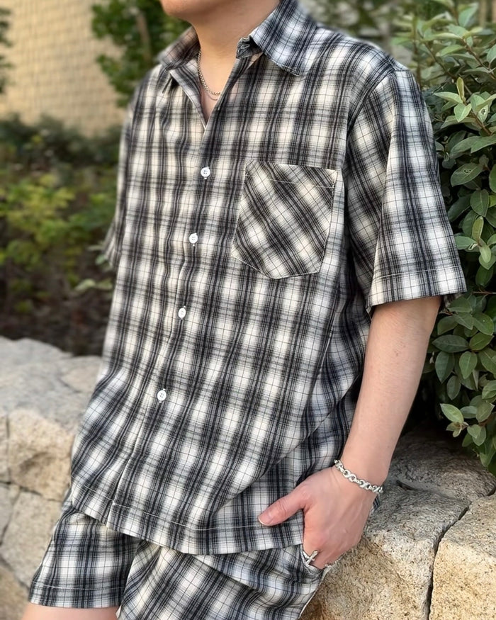VINTAGE ASH PLAID BOXY SHIRT：ヴィンテージ アッシュ プレイド ボクシー シャツ