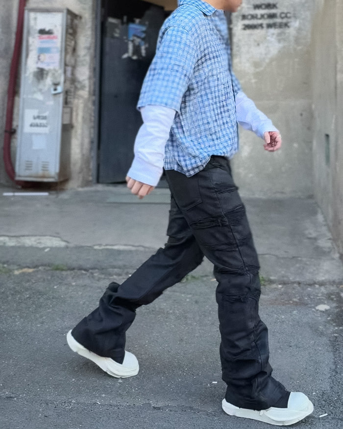 REMADE VINTAGE WASH PLAID LAYER SHIRT：リメイド ヴィンテージ ウォッシュ プレイド レイヤー シャツ