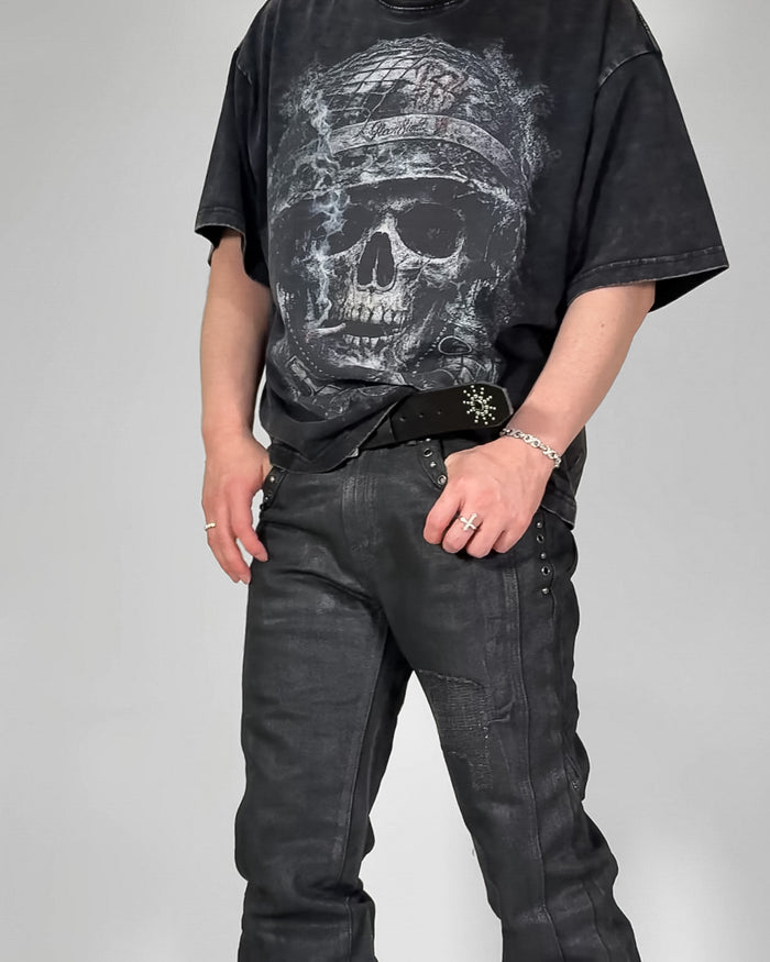 VICE SHADOW RIVET RAW FLARE DENIM：ヴァイス シャドウ リベット ロー フレア デニム