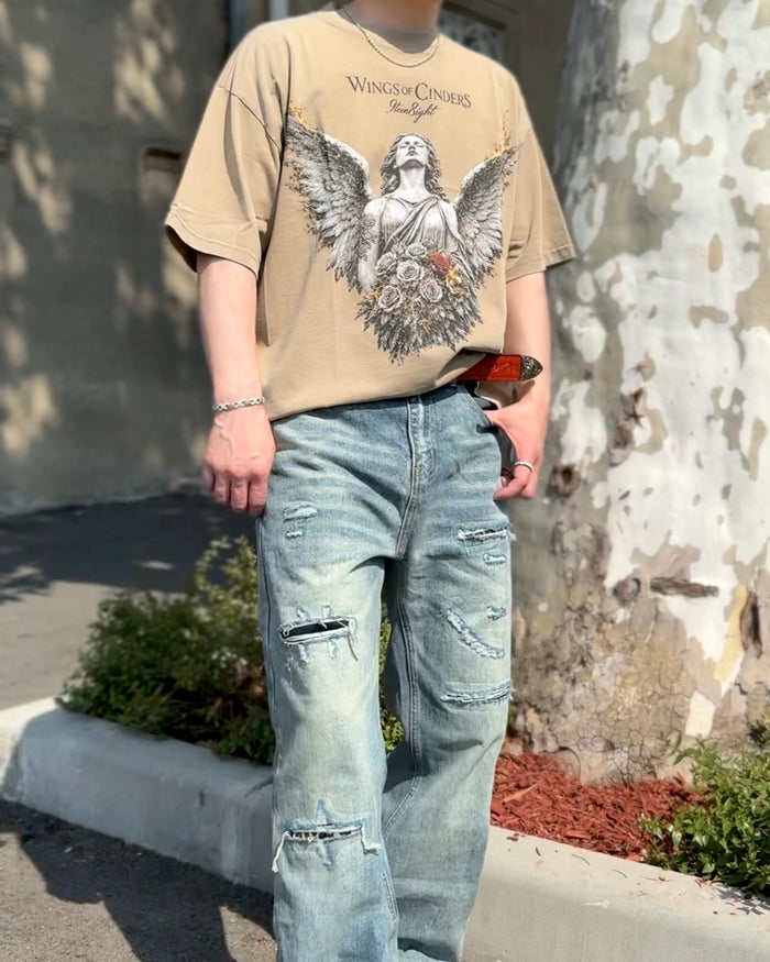 VICE CLAW DISTRESSED WIDE DENIM：ヴァイス クロウ ディストレスド ワイド デニム