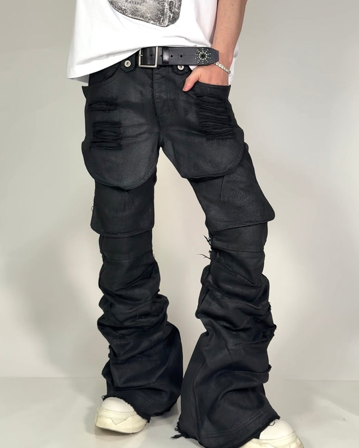 RAVAGE SHADOW DISTRESSED FLARE DENIM：ラヴィッジ シャドウ ディストレスド フレア デニム