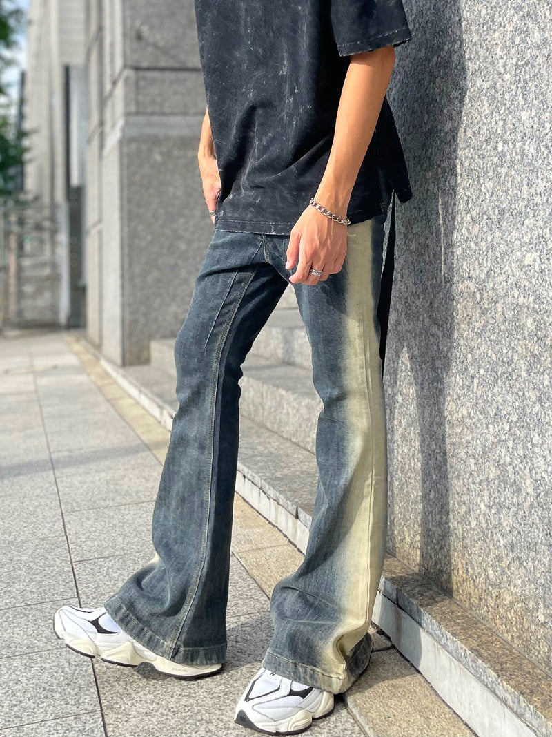 WASHED GRADIENT WIDE FLARED DENIM：ウォッシュドグラデーション