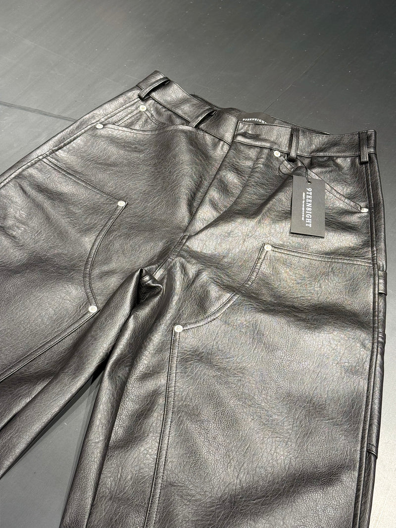 BLACK GLAZE PU LEATHER BAGGY PANTS：ブラック グレイズ PUレザー