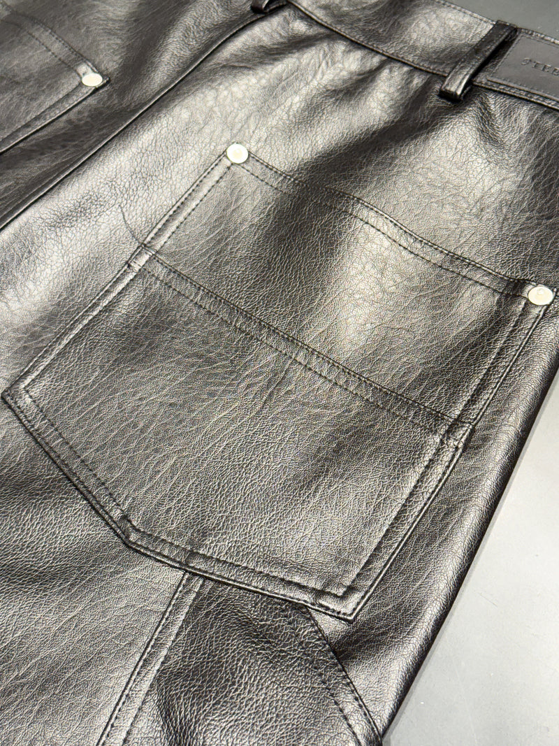 BLACK GLAZE PU LEATHER BAGGY PANTS：ブラック グレイズ PUレザー