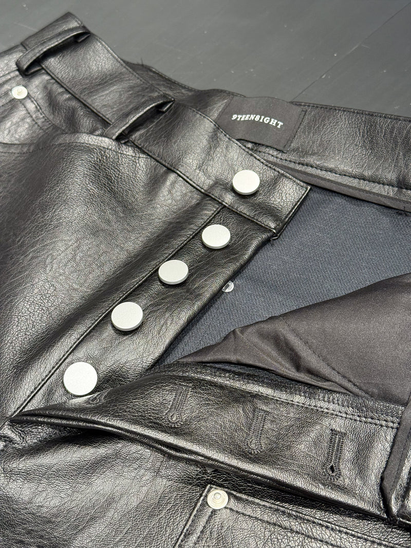 BLACK GLAZE PU LEATHER BAGGY PANTS：ブラック グレイズ PUレザー