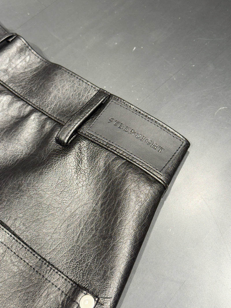 BLACK GLAZE PU LEATHER BAGGY PANTS：ブラック グレイズ PUレザー