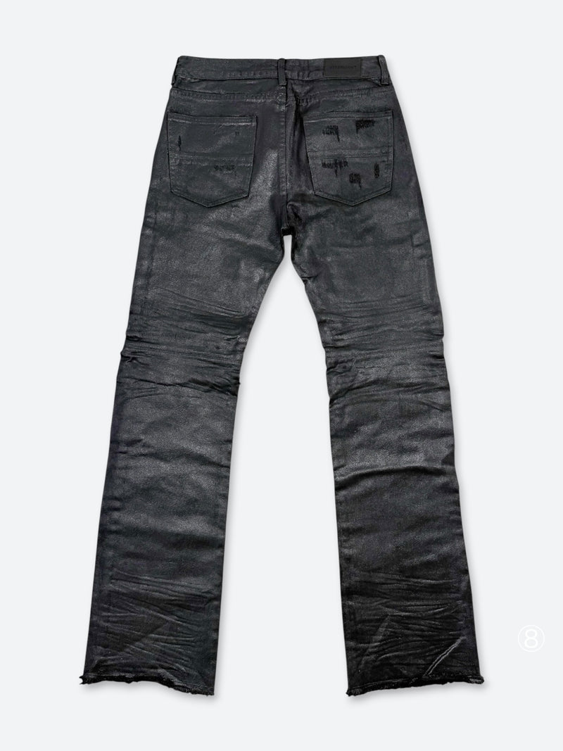 BLACK VEIL REMADE WAX FLARE DENIM：ブラック ヴェール リメイド