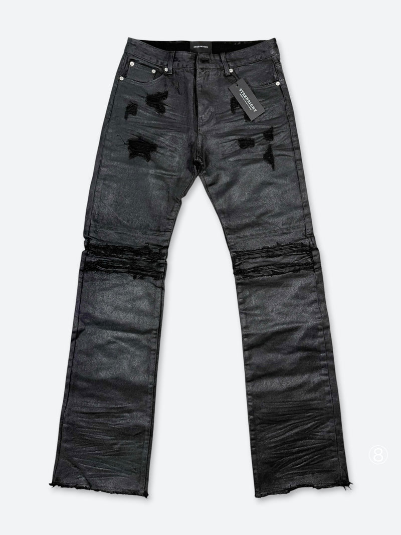 BLACK VEIL REMADE WAX FLARE DENIM：ブラック ヴェール リメイド