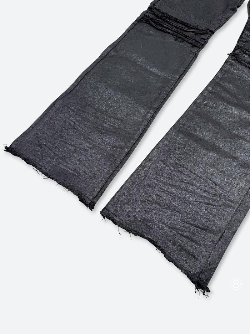 BLACK VEIL REMADE WAX FLARE DENIM：ブラック ヴェール リメイド