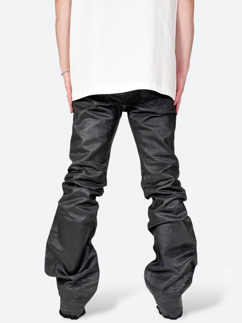 BLACK VEIL REMADE WAX FLARE DENIM：ブラック ヴェール リメイド