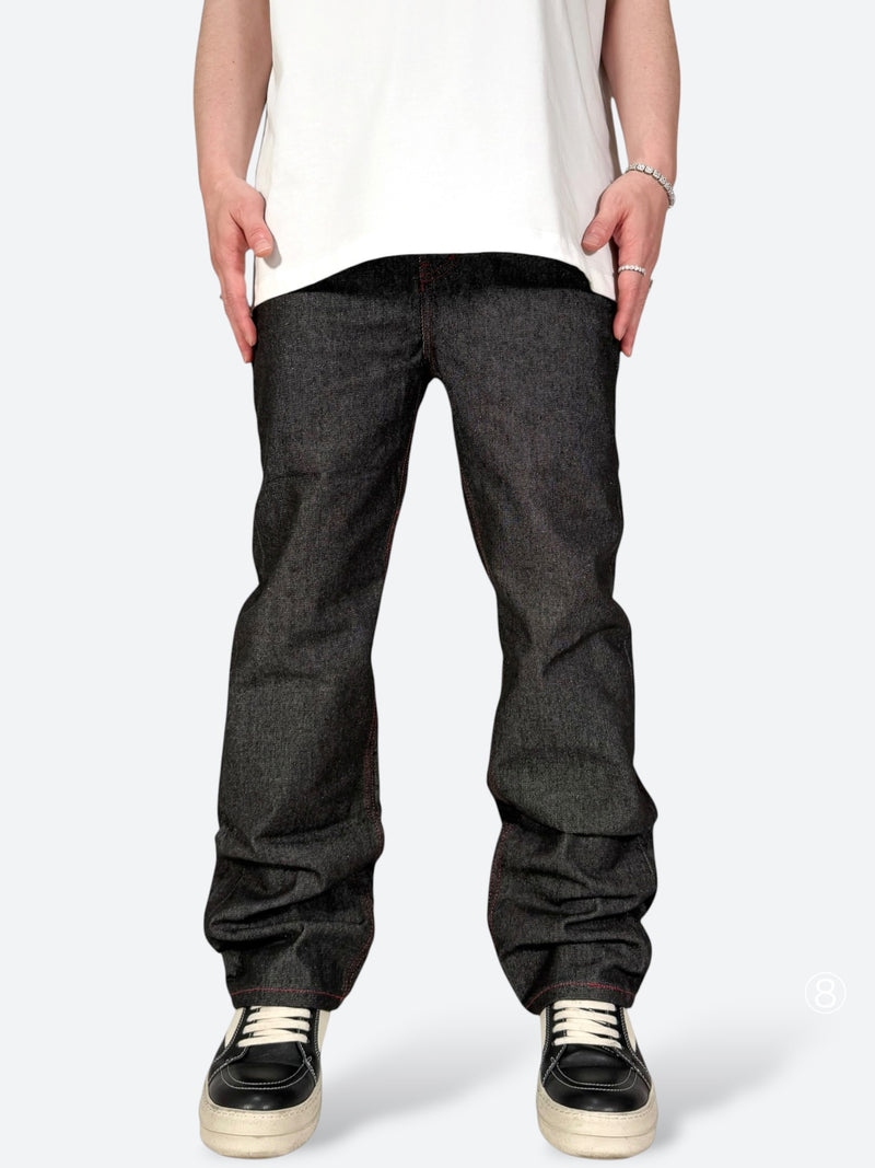 CRIMSON STITCH RUBY GLASS STRAIGHT DENIM：クリムゾン ステッチ