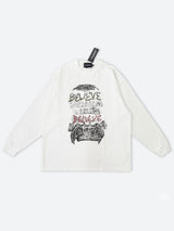 GRAFFI-FAITH RENDERED LONG TEE：グラフィ フェイス レンダード ロングTシャツ