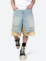 URBAN PEEL BLEEDOUT SHORT DENIM：アーバン ピール ブリードアウト ショート デニム