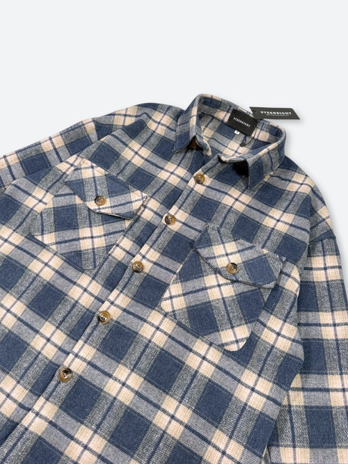 PALE BLUE CHECK FLANNEL SHIRT：ペール ブルー チェック フランネル シャツ