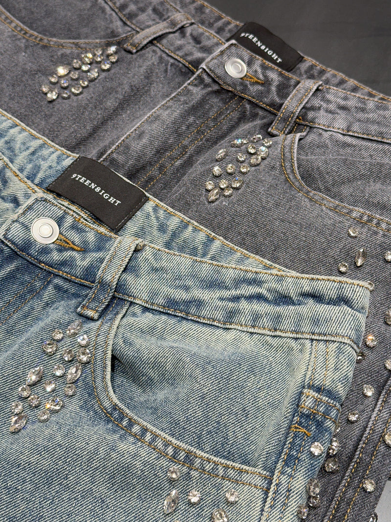SHELLGLAM STUD WIDE DENIM：シェルグラム スタッド ワイドデニム