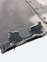 WASHED DAMAGED DENIM SHIRT JACKET: Washed damaged denim shirt jacket