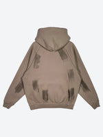 SPRAY DESIGN DAMAGE CUT RAGLAN HOODIE: Spray design damage cut raglan hoodie