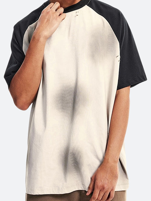 COLLEGE STYLE OLD DIRTY CONTRAST T-SHIRT：カレッジスタイルオールドダーティーコントラストTシャツ