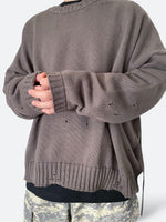 TORN ASHEN GRIT SWEATER：トーンアシェングリットセーター