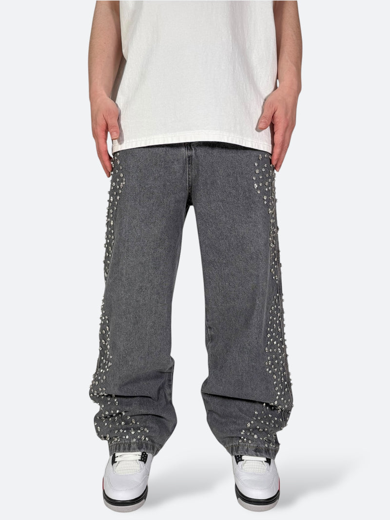 SHELLGLAM STUD WIDE DENIM：シェルグラム スタッド ワイドデニム
