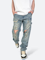 DAMAGED PATCH WHITE SKINNY DENIM: Damaged patch white skinny denim