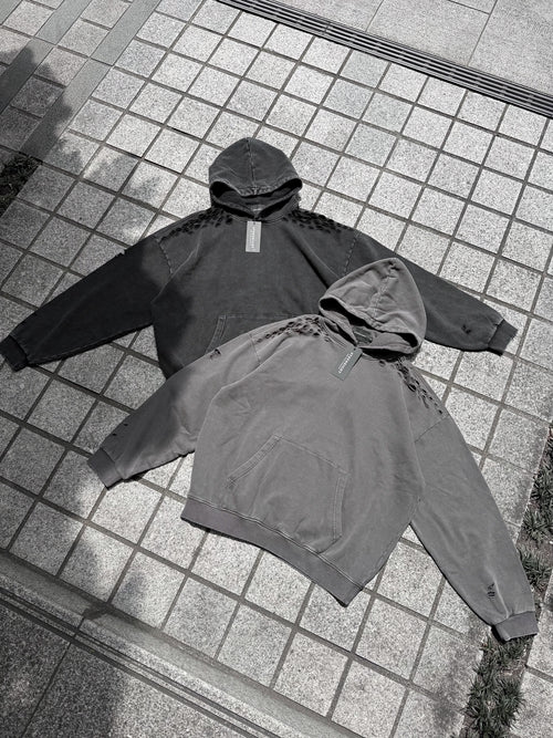 USED ​​SOLID COLOR WASHED HOODIE: Used solid color washed hoodie