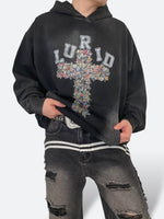 ORNAMENT CROSS VINTAGE HOODIE：オーナメントクロスヴィンテージフーディー