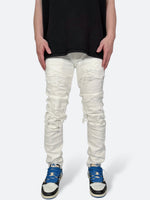 DAMAGED PATCH WHITE SKINNY DENIM: Damaged patch white skinny denim