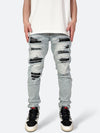 DAMAGED PATCH WHITE SKINNY DENIM: Damaged patch white skinny denim