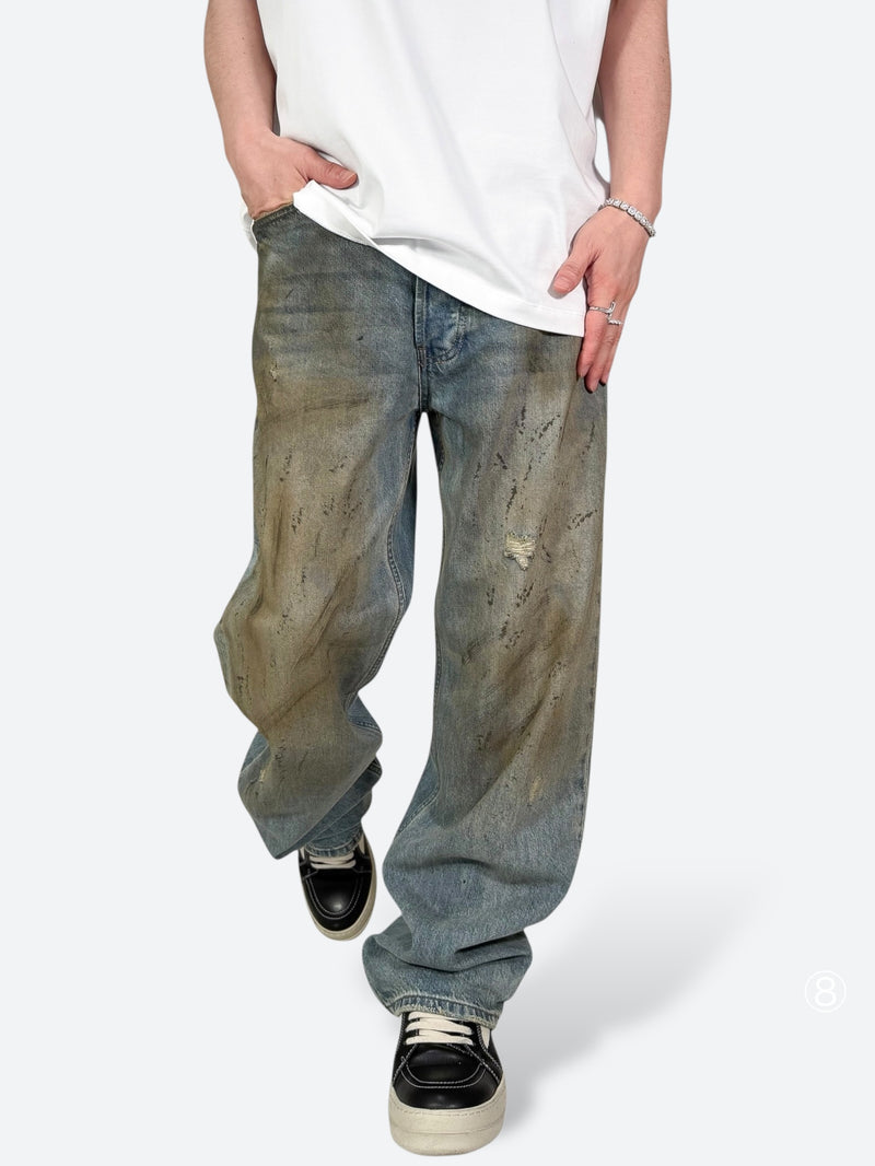 DAMAGED PATCH WHITE SKINNY DENIM: Damaged patch white skinny denim