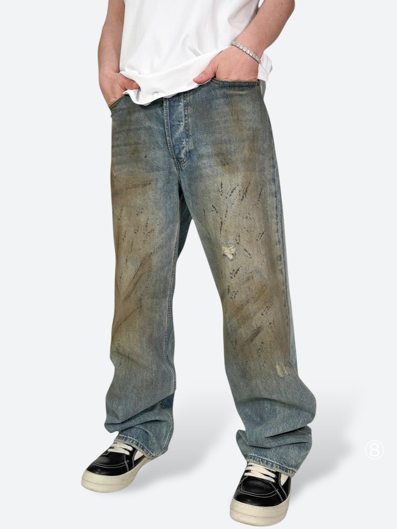 DAMAGED PATCH WHITE SKINNY DENIM: Damaged patch white skinny denim