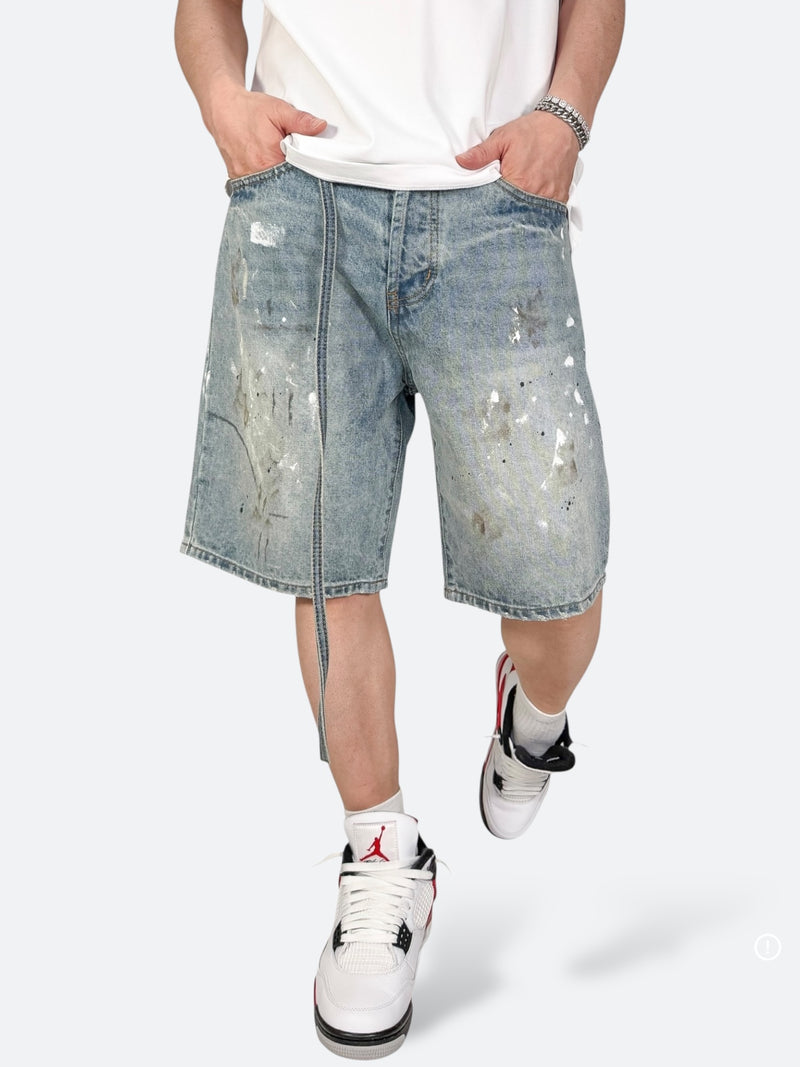 RATTLE PAINT SHORT DENIM：ラトルペイントショートデニム