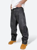 DARK GLAZE BLAXOUT ZIP WIDE DENIM：ダーク グレイズ ブラックスアウト ジップ ワイド デニム