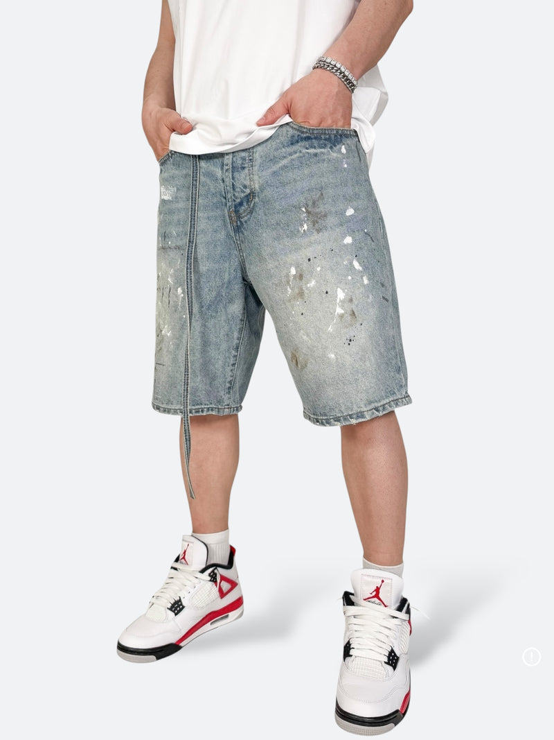 RATTLE PAINT SHORT DENIM：ラトルペイントショートデニム
