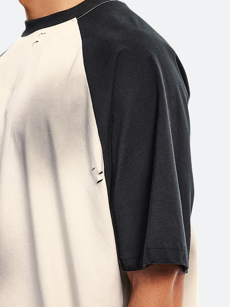 COLLEGE STYLE OLD DIRTY CONTRAST T-SHIRT：カレッジスタイルオールドダーティーコントラストTシャツ