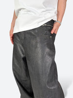 DARK GLAZE BLAXOUT ZIP WIDE DENIM：ダーク グレイズ ブラックスアウト ジップ ワイド デニム