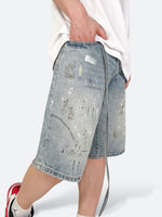 RATTLE PAINT SHORT DENIM：ラトルペイントショートデニム